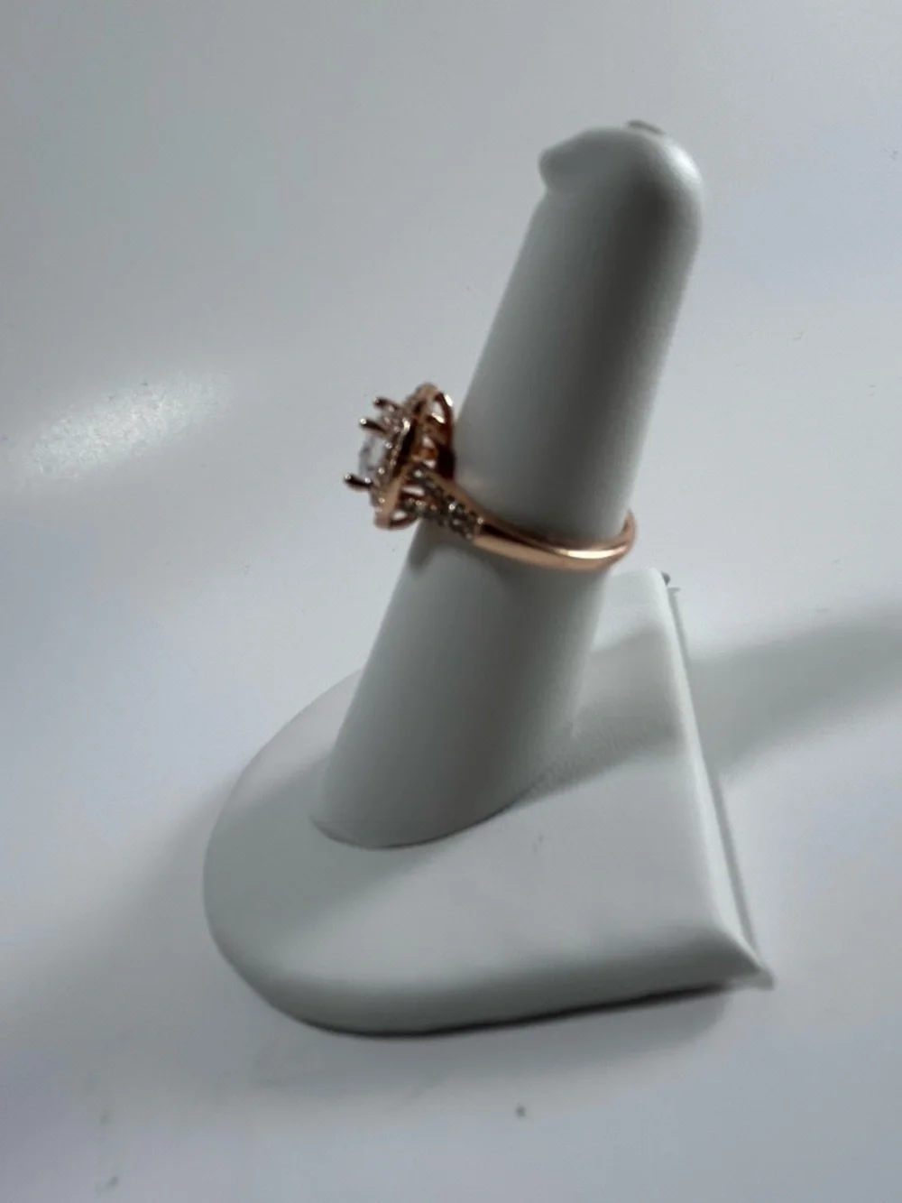Rose Gold Halo Ring with Center Stone Size 7